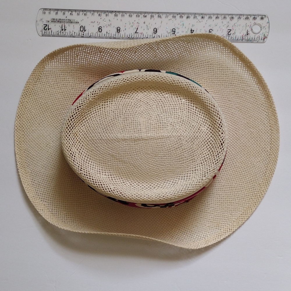 Kangol Unisex Straw Panama Hat w/ Colorful Linen Band EUC - Picture 16 of 16